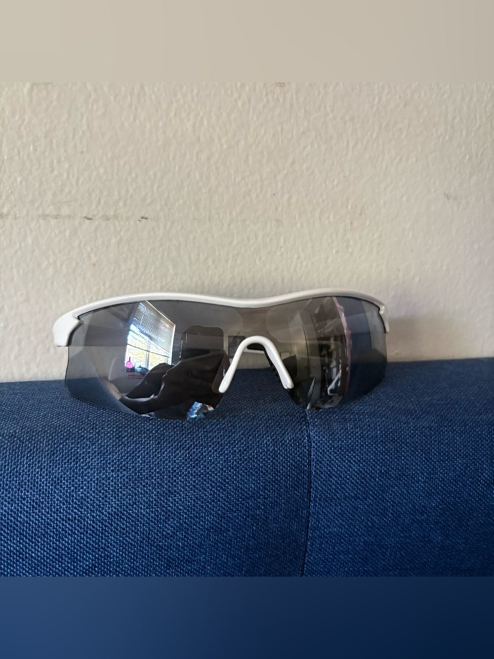 White Frame Sports Sunglasses with Dark Smoke Lens